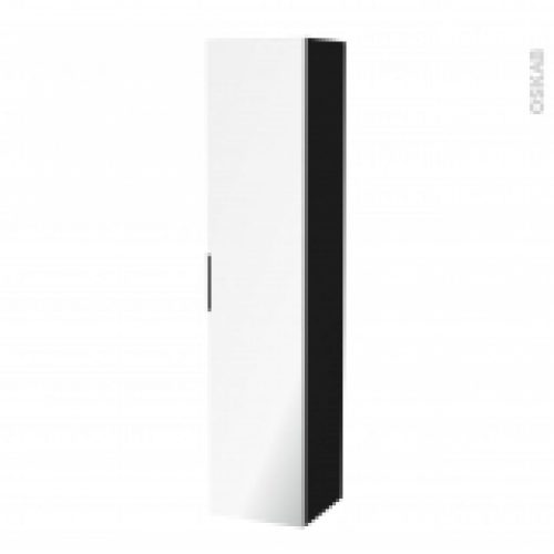 Colonne De Salle De Bains 1 Porte Miroir Ginko Noir Cotes Decors L40 X H182 X P40 Cm
