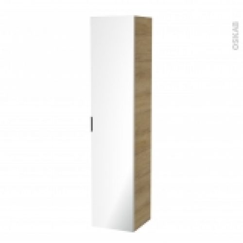Colonne De Salle De Bains 1 Porte Miroir Hosta Chene Naturel Cotes Decors L40 X H182 X P40 Cm