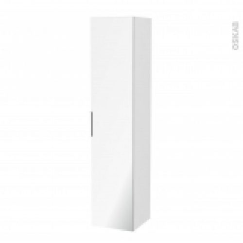 Colonne De Salle De Bains 1 Porte Miroir Ipoma Blanc Brillant Cotes Decors L40 X H182 X P40 Cm