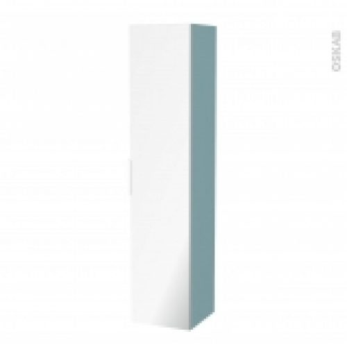 Colonne De Salle De Bains 1 Porte Miroir Keria Bleu Cotes Decors L40 X H182 X P40 Cm