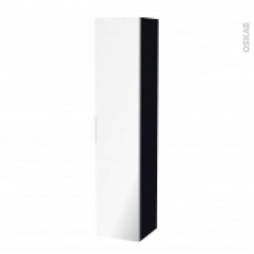 Colonne De Salle De Bains 1 Porte Miroir Keria Noir Cotes Decors L40 X H182 X P40 Cm