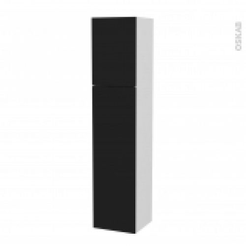 Colonne De Salle De Bains 2 Portes Ginko Noir Cotes Blancs Version A L40 X H182 X P40 Cm