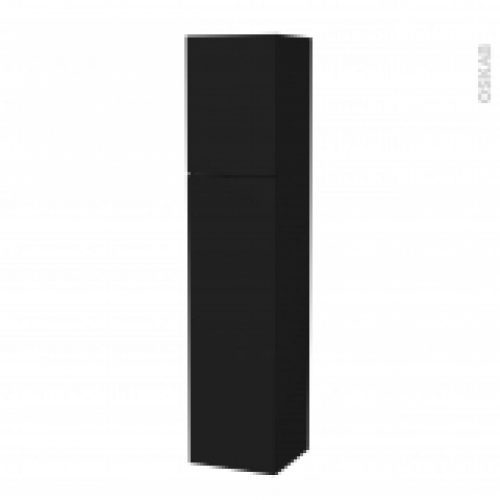Colonne De Salle De Bains 2 Portes Ginko Noir Cotes Decors Version A L40 X H182 X P40 Cm
