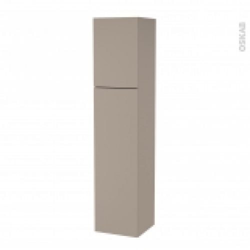 Colonne De Salle De Bains 2 Portes Ginko Taupe Cotes Decors Version A L40 X H182 X P40 Cm