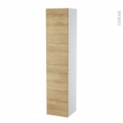 Colonne De Salle De Bains 2 Portes Hosta Chene Naturel Cotes Blancs Version A L40 X H182 X P40 Cm
