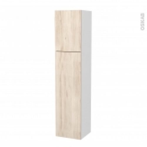 Colonne De Salle De Bains 2 Portes Ikoro Chene Clair Cotes Blancs Version A L40 X H182 X P40 Cm