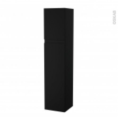 Colonne De Salle De Bains 2 Portes Ipoma Noir Mat Cotes Decors Version A L40 X H182 X P40 Cm