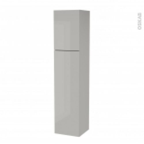 Colonne De Salle De Bains 2 Portes Ivia Gris Cotes Decors Version A L40 X H182 X P40 Cm