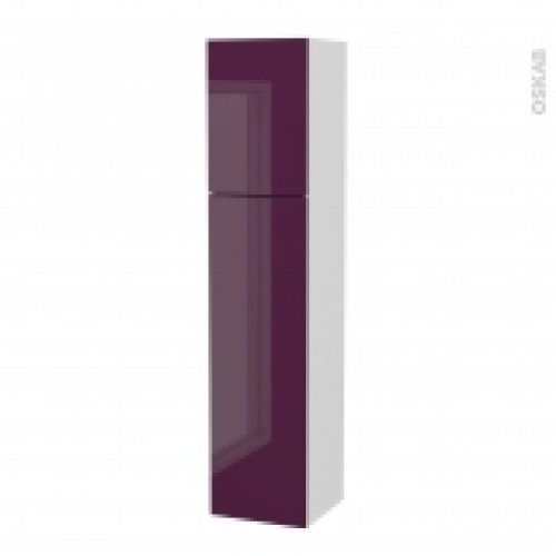 Colonne De Salle De Bains 2 Portes Keria Aubergine Cotes Blancs Version A L40 X H182 X P40 Cm