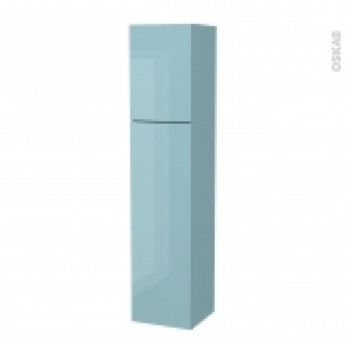 Colonne De Salle De Bains 2 Portes Keria Bleu Cotes Decors Version A L40 X H182 X P40 Cm