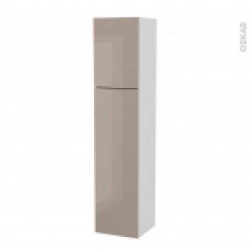 Colonne De Salle De Bains 2 Portes Keria Moka Cotes Blancs Version A L40 X H182 X P40 Cm