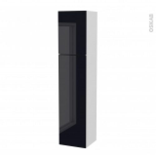 Colonne De Salle De Bains 2 Portes Keria Noir Cotes Blancs Version A L40 X H182 X P40 Cm