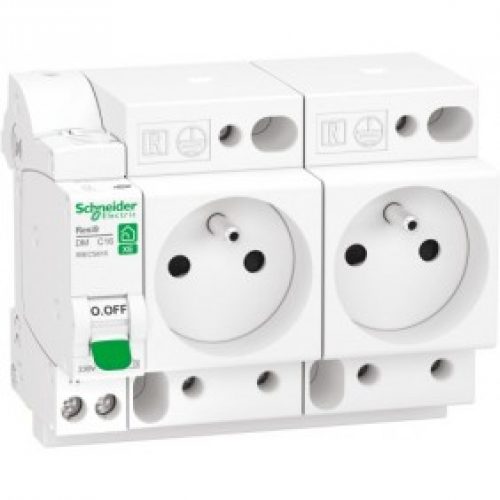 Combiné disjoncteur + double prise de courant embrochables XE