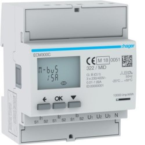 COMPTEUR TRI IND. MBUS MID – GESTION DU BATIMENT  HAGER ECM300C