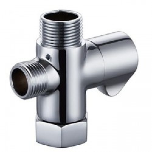 Connecteur 3 voies en T avec vanne d&rsquo;arrêt en laiton chromé massif