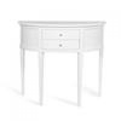 Console demie-lune CAMILLE en acajou, fini blanc