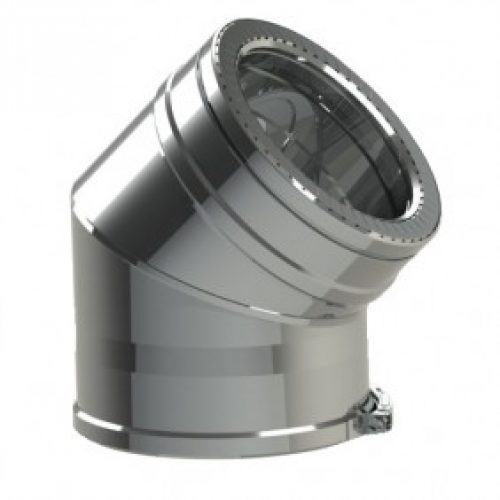 Coude 45° – double paroi Duoten – Inox isolé – avec bride de sécurité