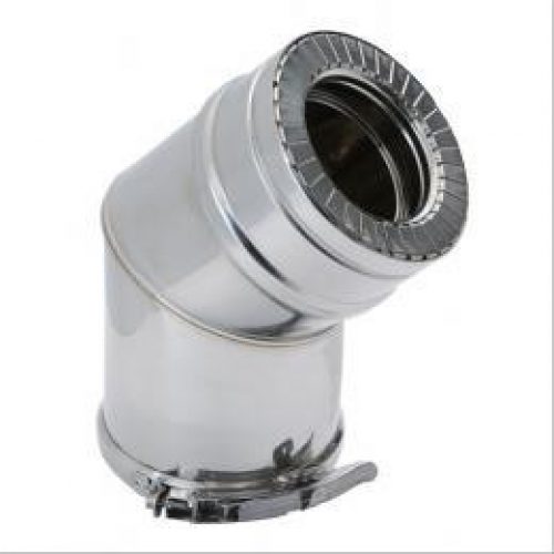 Coude 45° isolé double paroi inox Duoten + bride Ø80/130mm – TEN