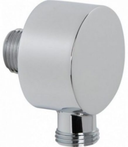 Coude de raccord mural Design 90°, chromé, 50 mm modele rond avec clapet anti-retour