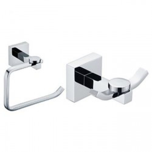 Crochets pour vêtements et porte-rouleau de toilettes en laiton argenté