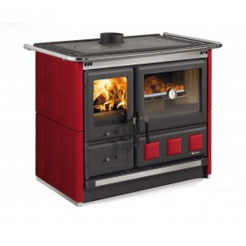 Cuisinière à bois revêtement faïence – Rosa XXL – Maiolica/Bordeaux