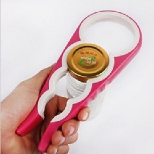 Décapsuleur multifonctionnel de couleur rose