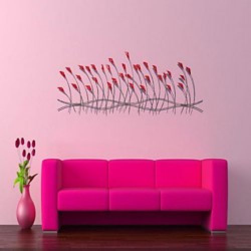 Décoration murale de style contemporain en forme fleurs rouges en métal