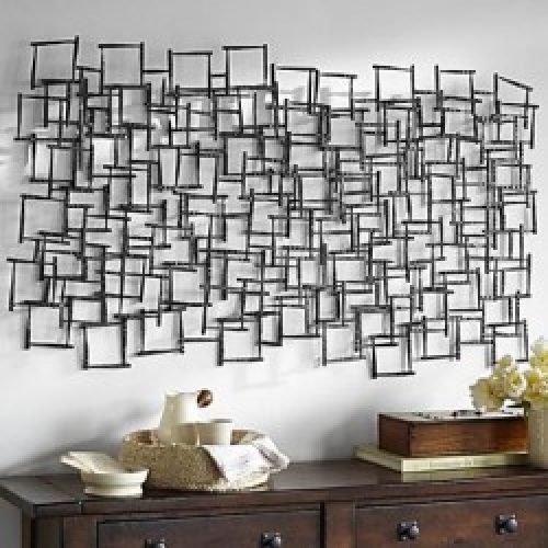 Décoration murale de style rustique à motif carrés en métal