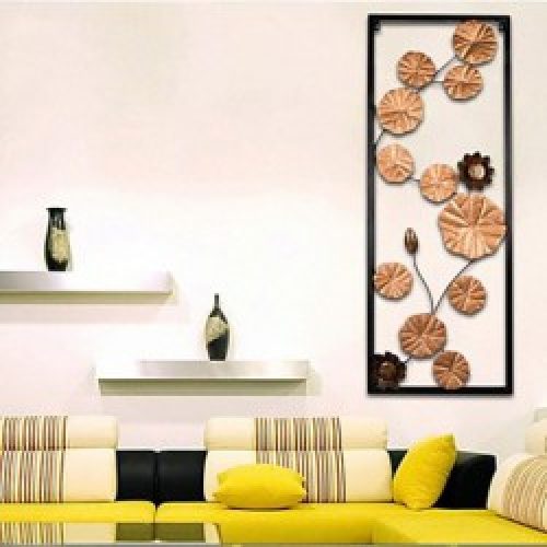 Décoration murale de style rustique à motif lotus en métal