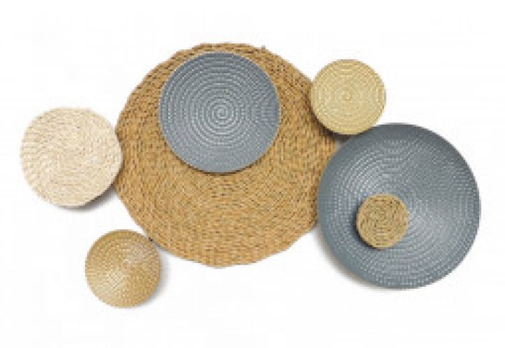 Décoration Murale Disques en Métal et Rotin 53 x 86 cm