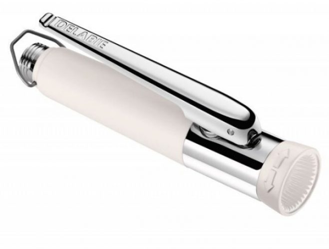 Delabie Douchette blanche à jet réglable et embout antichoc Chromé 150 mm 433000