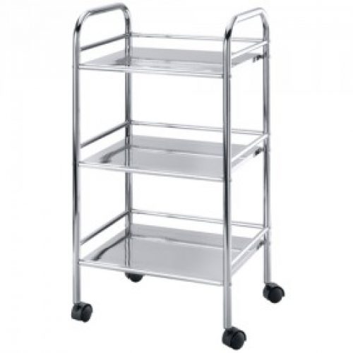 Desserte à roulette pour salle de bain – 3 étagères en tôle perforée