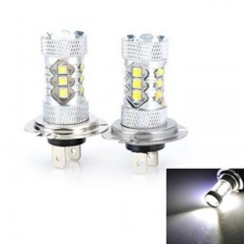 Deux Lampes LED H7 pour voiture, Couleur de lumière Blanc-Froid, Puissance 50W, 14 Led, Lumens 2000-3000, Tension DC 12 V / DC 24 V