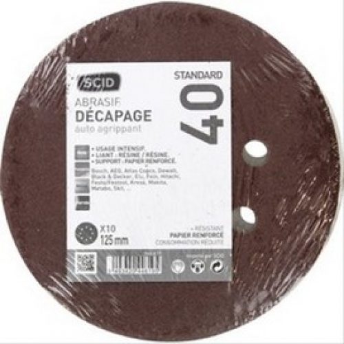 Disque papier auto-agrippant perforé 8 trous G40 Ø125