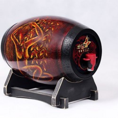 Distributeur de boisson de style classique à motif dessin abstrait en bois