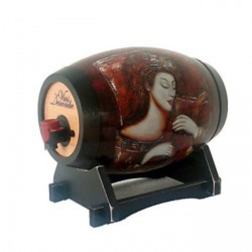 Distributeur de boisson à motif dessin en bois