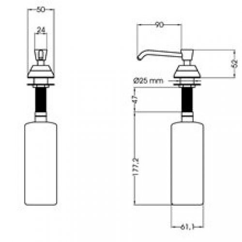 Distributeur de savon 0,5L à encastrer Mediclinics