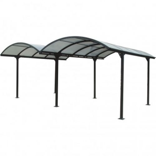 Double carport voiture en aluminium 28.62m², toit rond