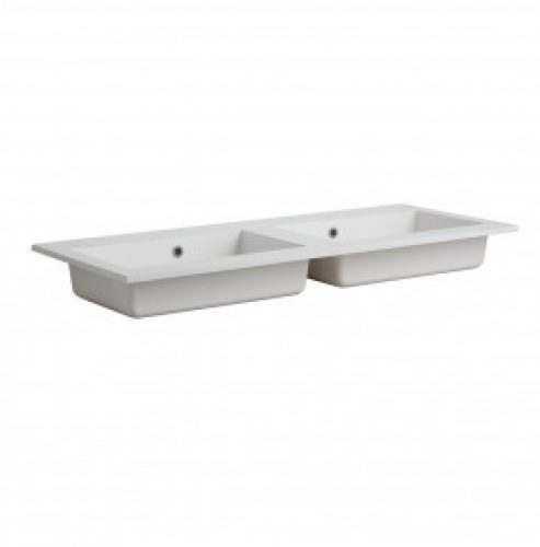 DOUBLE LAVABO A CONSOLE POUR ROBINET MURAL MAT LATINA 120 CM