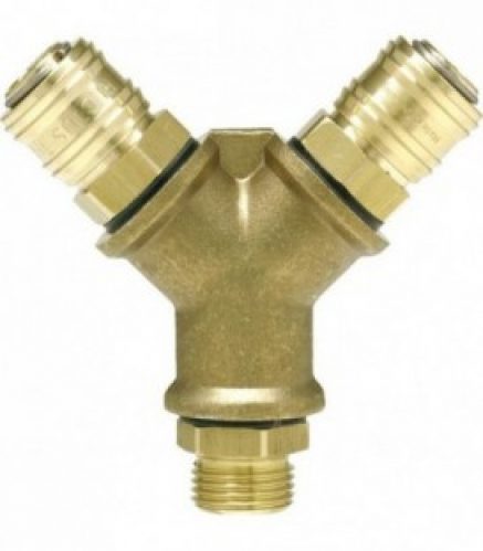 Double répartiteur pour air comprimé filetage mâle – raccord DN15 (1/2&Prime;) avec obturateurs