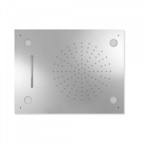 Douche acier inoxydable de tête anticalcaire CHROMOTHERAPY 2 types de jet (Pluie/Cascade) 500×650 mm -…