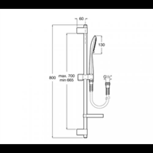 Douche Kit 80cm barre carrée 4 fonctions Sensum…