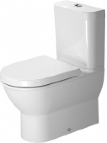 DURAVIT Darling New – Cuvette sur pied à fond creux à poser pour réservoir attenant sans Rimless® blanc avec WonderGliss