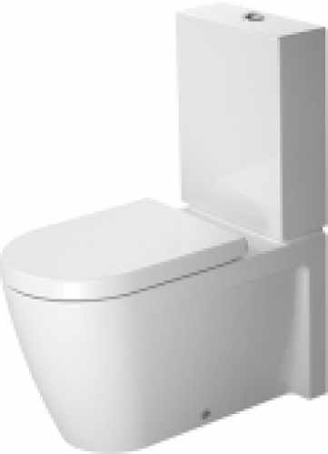 DURAVIT Starck 2 – Cuvette sur pied à fond creux à poser pour réservoir attenant sans Rimless® blanc sans WonderGliss