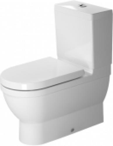 DURAVIT Starck 3 – Cuvette sur pied à fond creux à poser Confort Rimless® pour réservoir attenant blanc avec HygieneGlaze