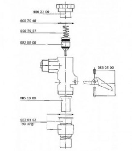 Ecoulement complet Benkiser pour réservoir WC 3/4 long 90 mm