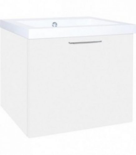EKRY Meuble sous vasque +vasque en fonte minérale, blanc brillant, 1 tiroir 610x550x510 mm