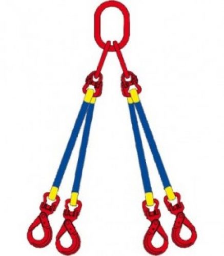 Elingue cable 2 m 4 brins, WLL 10500kg jusqu&rsquo;a 45° 7500kg jusqu&rsquo;a 60°