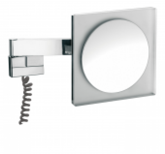 EMCO – LED Rasier- und Kosmetikspiegel 2-armig Vergrößerung 5-fach FW Stecker eckig chrom