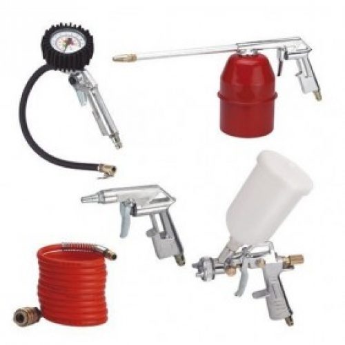 Ensemble air comprimé : tuyau. pulvérisateur. pistolet à peinture. soufflette. poignée manomètre